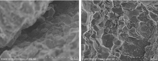 圖13-73 氧化斷裂區(qū)沿晶斷裂形貌 圖13-74沿晶斷裂和二次裂紋形貌